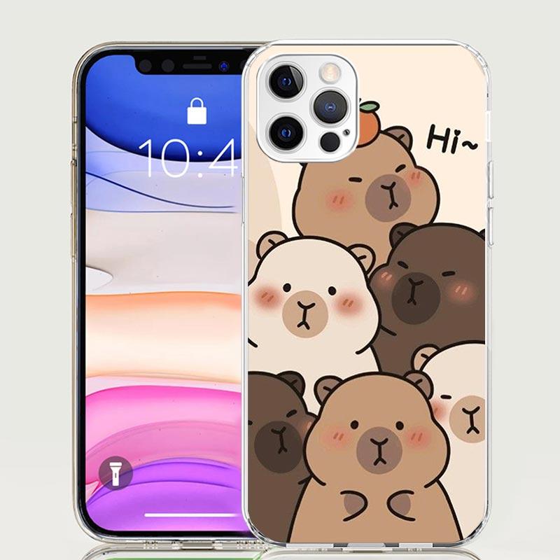 Funny Capybara Cartoon Animal Phone Case For iPhone 17 Air 16 15 Plus 11 14 Pro Max 13 Mini 12 7 8 + SE Pattern Art Customized C