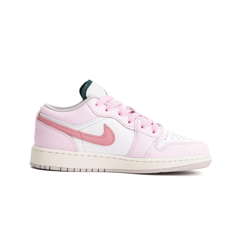 Jordan Air Jordan 1 Cushioning, Wear Resistant Low Top Vintage Basketball Shoes Unisex Pink White FQ7687-300(Team1106-)