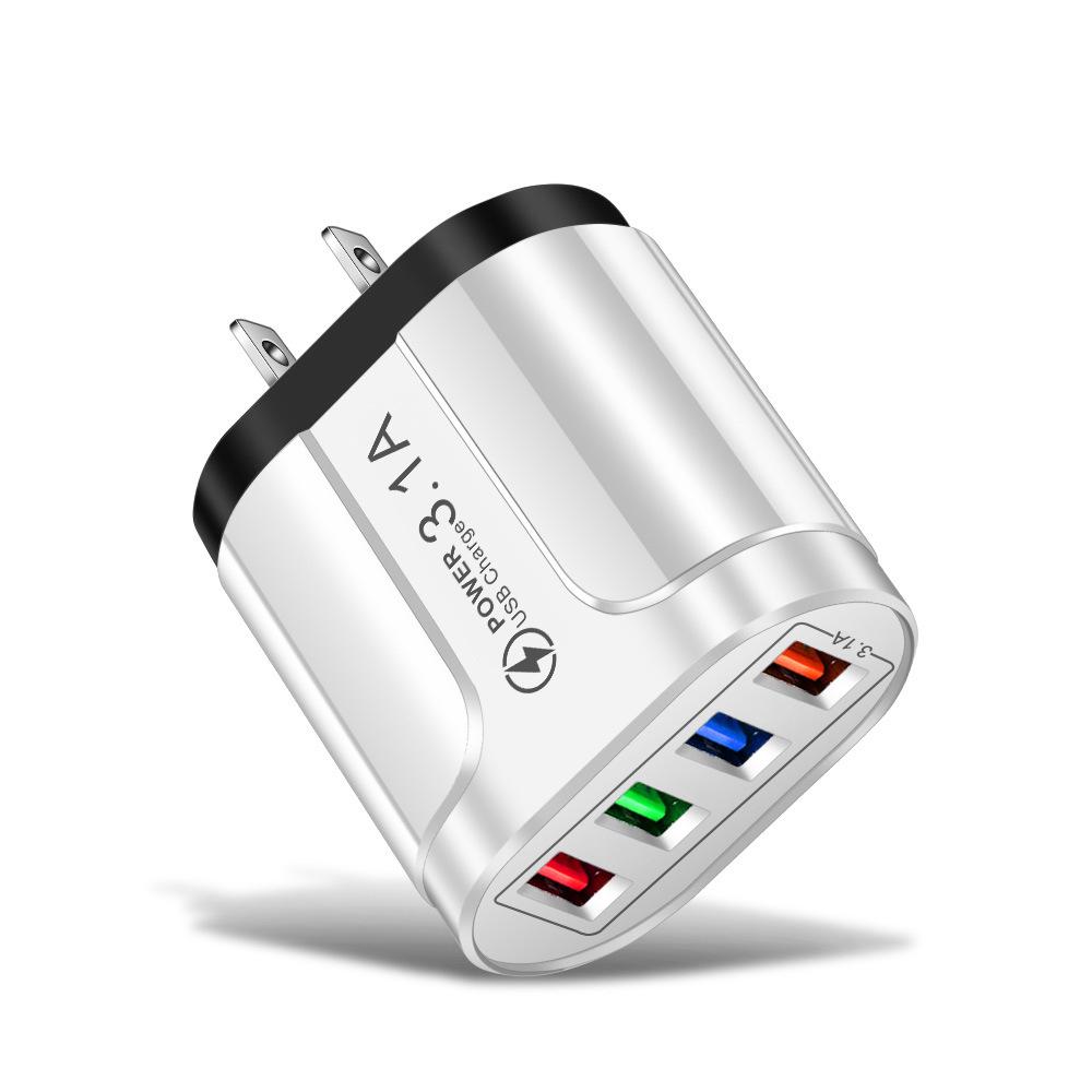 

Multi-Port 4-USB Travel Charger, 5V/2.4A, Compatible with European, American, British Standards