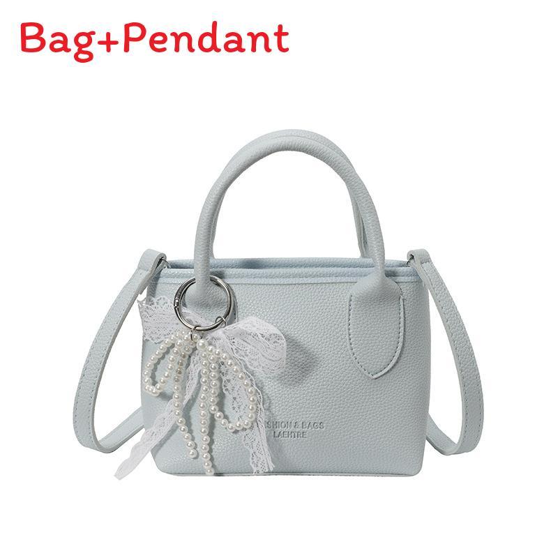 Minimalist Leather Shoulder Bag For Women With Stitching Details And Pearl Chain
