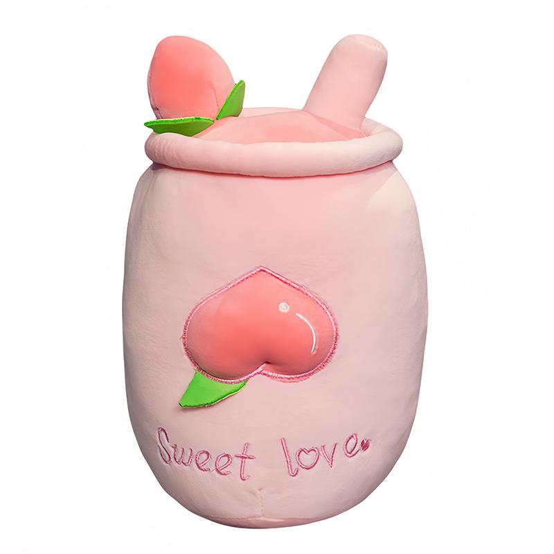 Cute Boba Milk Tea Plushie Toy Soft Stuffed Fruits Milk Tea Hug Pillow Balls Bubo Tea Cup Cushion For Kids