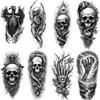 3 peças de Tatuagem Temporária Tatuagens Temporárias Realistas Tatuagem de Caveira Design Artístico Abstrato Tatuagem de Flores Para Coxas Braços Mulheres