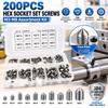 200PCS Silver Grub Screw Set M3 To M8 Inner Hex Screw Stainless Steel Screw  For Precise Instrument