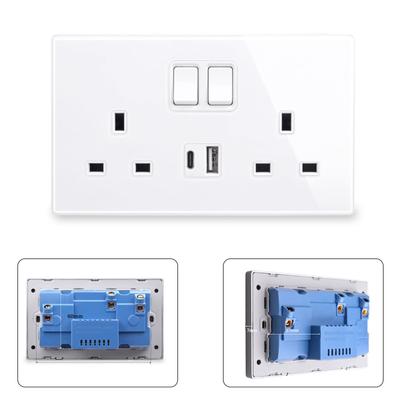 With 2 USB Charging Ports Dual Switch Socket 13 Amp 20W Fast Charging