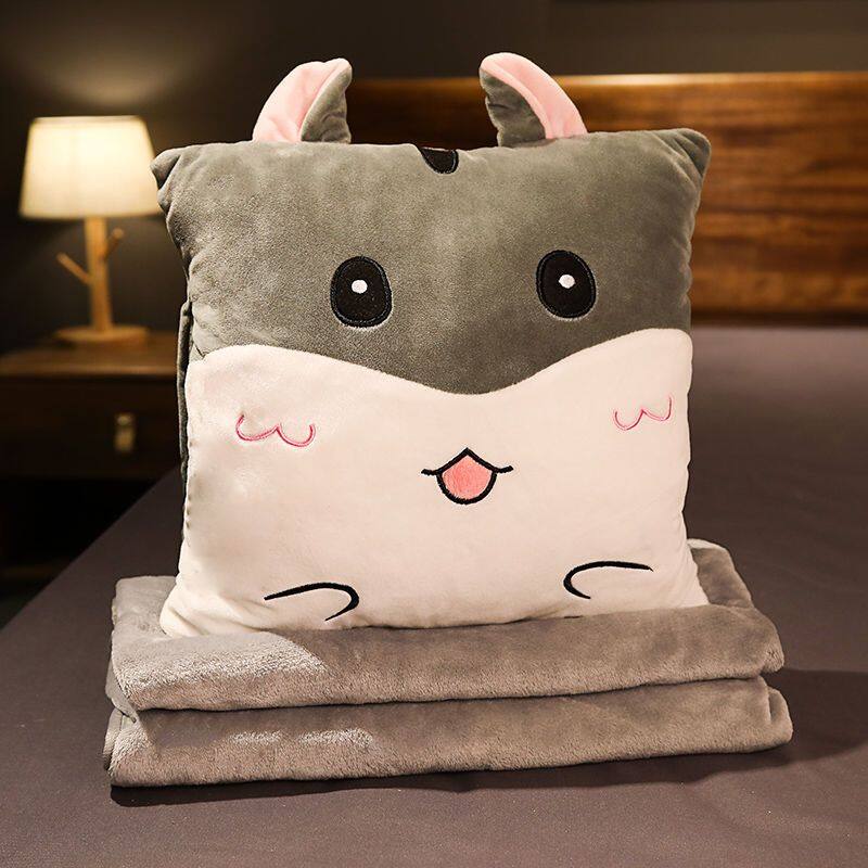 

Cartoon Cushion Blanket Multifunction 3 In 1 Animal Hand Warmer Cushion Blanket Home Car Travel Pillow for Kids Gift Pillow+Blanket