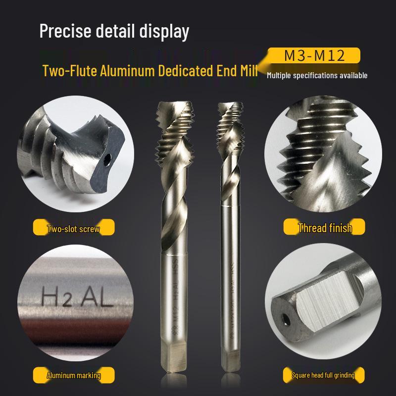Shangtong Extended Spiral Taper Tap for Aluminum (Sizes: M2.5, M3, M4, M5, M6, M8)