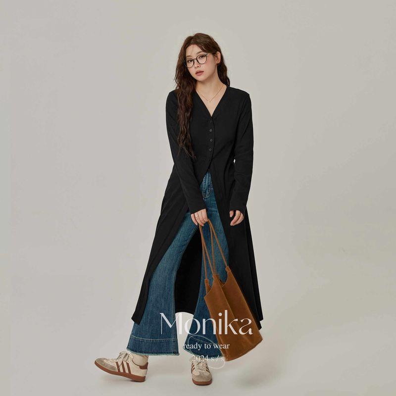 

V-neck Coat Plus Size Ladies Silm Figure Flattering Knit Cardigan Black XL
