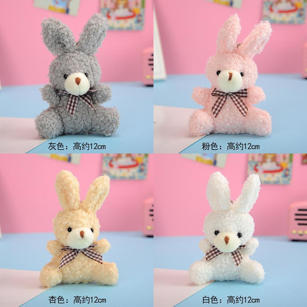 Adorable Plush Bunny Keychain Teddy Bear Style Soft And Fluffy Backpack Accessories