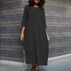 IHUASU Fashion Spring Autumn Solid Color Print  O-Neck Long SleeveCasual Dresses
