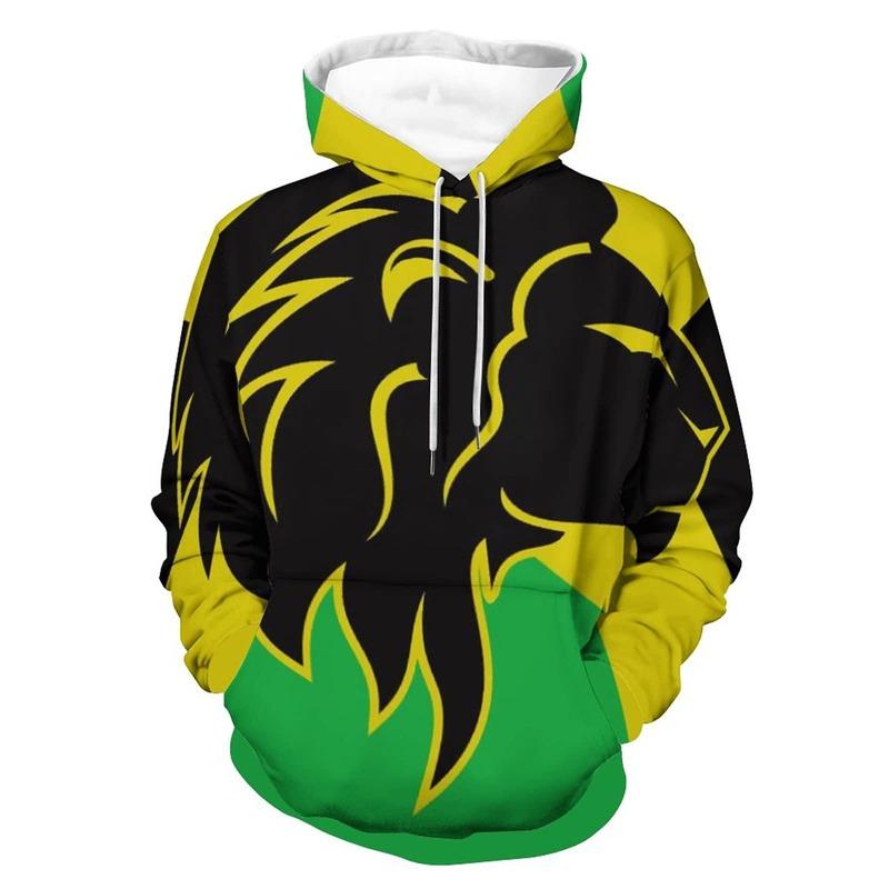 Felpa con Cappuccio Bandiera Giamaica da Uomo Cool Streetwear Maniche Lunghe Felpa con Cappuccio Coulisse Pullover Primaverile Cappotto Autunnale