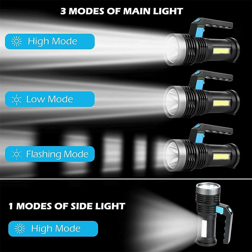 1200000lm Mini Flashlight Torch 4 Modes Super Bright High Power Rechargeable Searchlight With Power Indicator Light