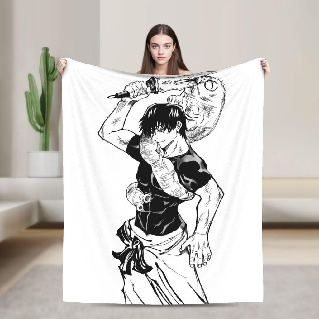 Sorcerer Killer Anime Toji Fushiguro Plush Blanket Students Flannel Throw Blanket For Living Room Warm Soft Quality Bedspread
