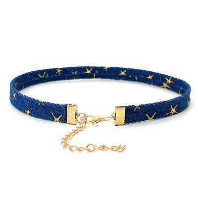 Trendige blaue Denim Gothic Goth Punk Stern Choker Halskette Persönlichkeit Vintage Schlüsselbeinkette für Frauen Schmuckzubehör