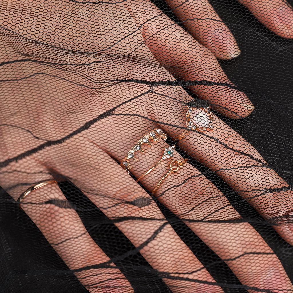 13 Pcs/Set Bohemian Ring Gold Rhinestone Stars Moon Alloy Ring Bohemian Ring KIT