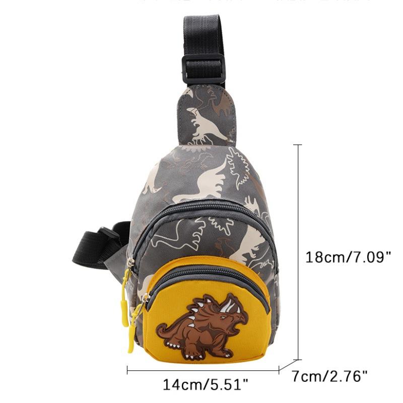 Sac à bandoulière mignon pour garçons, sac de loisirs en plein air, petit sac de poitrine imprimé dinosaure, sac messager de dessin animé pour bébé