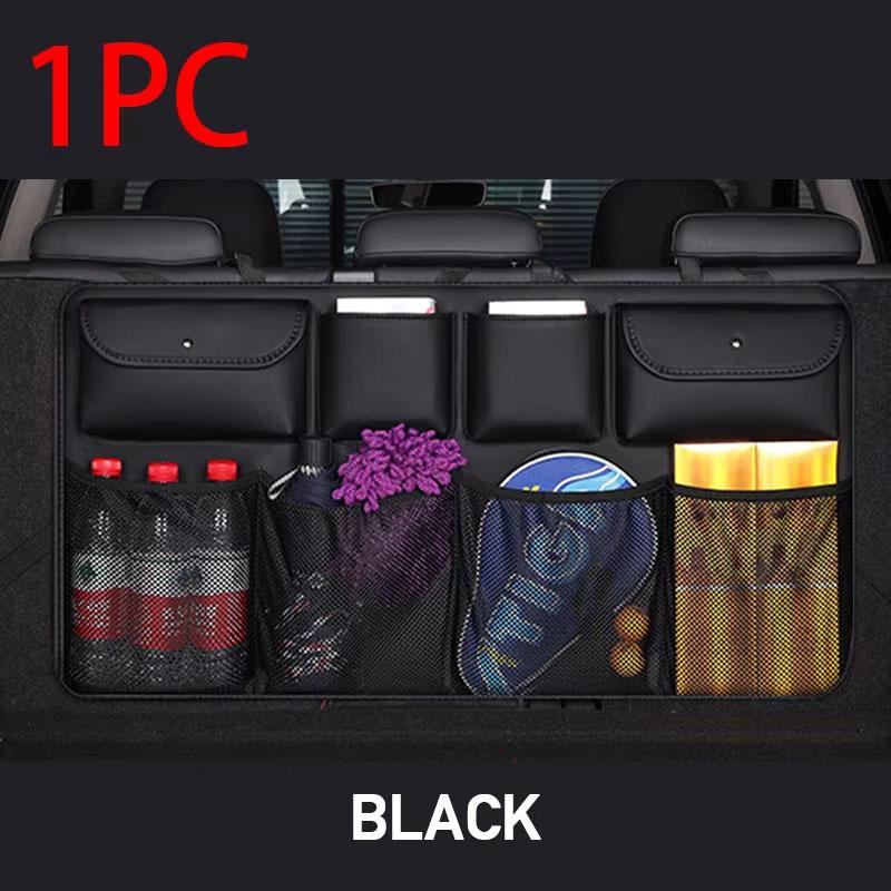 SEAMETAL Car Trunk Organizer PU Leather Multi-Pocket Auto Seat Back Hanging Storage Bag Mesh Net Universal for Suv Hatchback Mpv