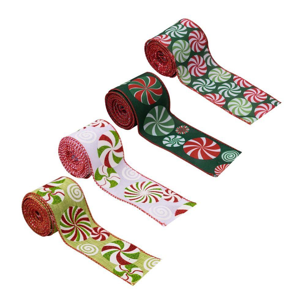 Flexible Christmas Wired Ribbons Colorful Wreath Bows Ribbon  Seasonal Home Decors