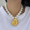 Ocean Wind Sea Star Pearl Necklace Women Beach Conch Metal Wind Beaded Necklace