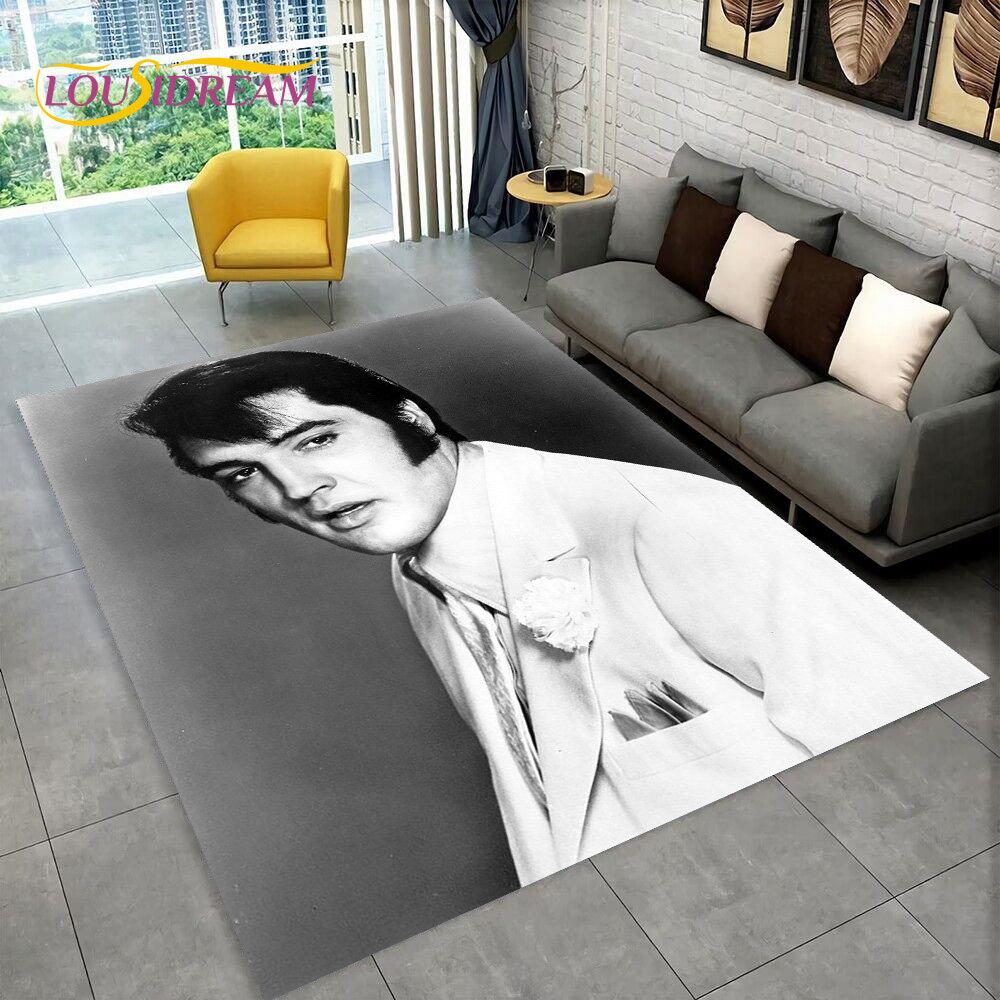 The King Elvis Presley Retro-Teppich, Teppich für Wohnzimmer, Schlafzimmer, Sofa, Fußmatte, Dekoration, Kinder spielen, rutschfeste Bodenmatte, 3D