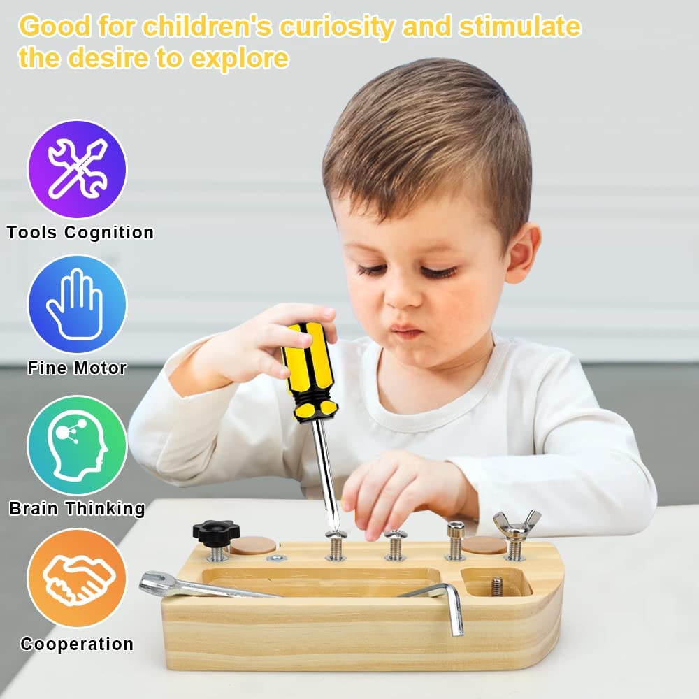 10 Adet Çocuklar Ahşap Montessori Tornavida Tahtası Seti, Çocuklar için Gerçek Araçlar, Çocuklar için Temel Beceriler Eğitim Duyusal eğitici oyuncak Bebekler Okul Öncesi