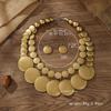 Necklace Wooden Beaded Necklace Double-layer Jewelry Set Exaggerated Round Necklace  Beach