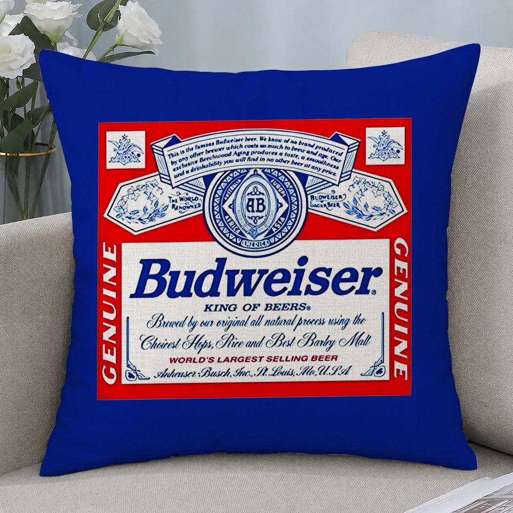 Brand Budweiser Cushion Cover Cushion Covers Natural Linen Breathable Sofa Bedroom Decor Pillowcase