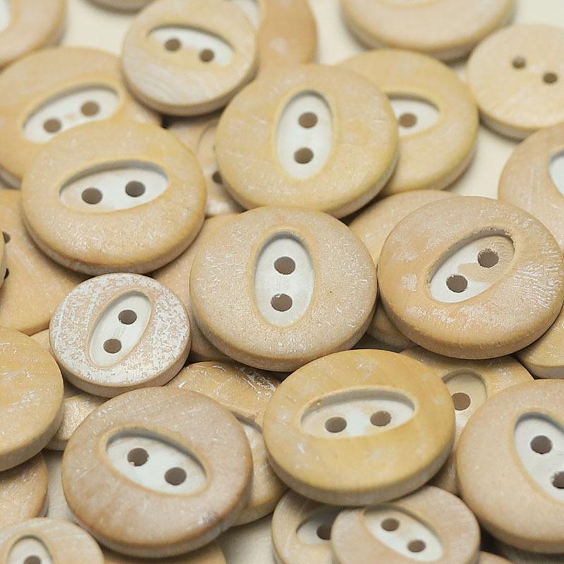 

Круглые деревянные пуговицы Два глаза Одежда Деревянные пуговицы Вязаный кардиган свитер куртка Детские пуговицы 2 #[Two eyes oval bleaching white] 15mm