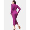 Fashion Wind Stylish Temperament Long Sleeves Pleated V-neck Waist-Tight Silm Dress Pleated V-neck Dress