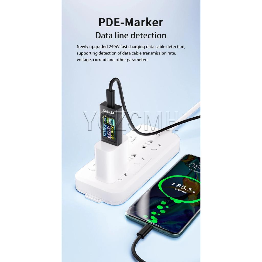 DC 4-30V 0-12A Type-c Test Meter Power meter Protocol Detector IPS Digital Ammeter Voltmeter Charger KWS-X1
