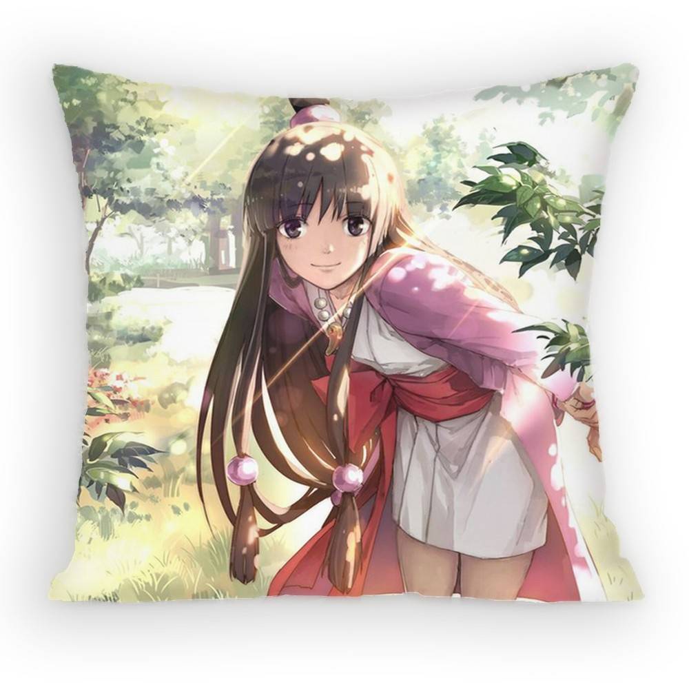 Ace Attorney Maya Fey Pillow Case Anti-Dustmite Pillowcase Invisible Zipper Silky Short Plush Sofa Cushion Cover