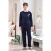 Thickened Warm Winter Flannel Pajamas Men Padded Long-Sleeved Long Trousers Letters Sleepwear Homewear Loungewear Two-Piece Set