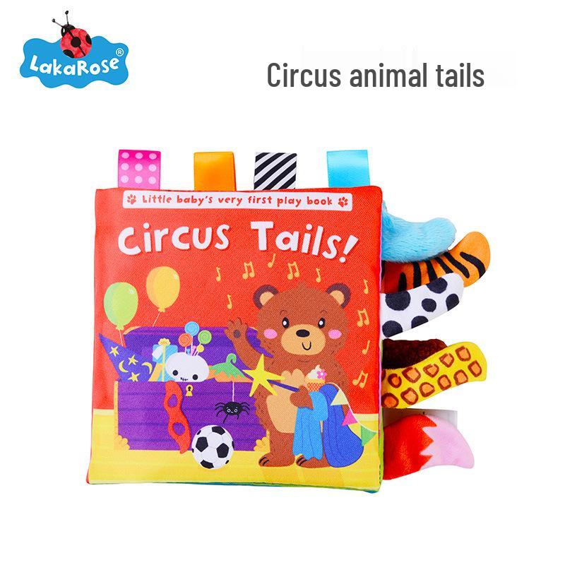 LakaRose Baby Animal Tail Cloth Book: Early Education Crinkle Paper Toy for Toddlers