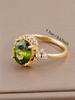 1pc Elegant Sparkling Olive Green Cubic Zirconia Stone Ring, Suitable For Women's Daily, Engagement, Wedding Wear, Fashionable H