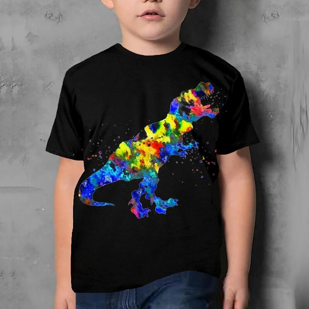 Sommer Kinderkleidung 3D-Druck T-Shirt für Jungen Dinosaurier Kurzarm Kinder T-Shirts