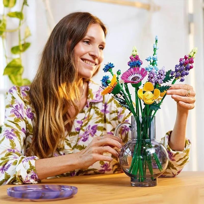 Building Flower Bouquet Block 10313 10314 Abs Plastic Diy Assembly Colorful Toy