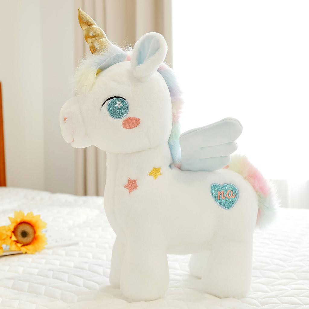 Cute Angel Unicorn Plush Toy Rainbow Pony Doll Kids Ragdoll Throw Pillow Girls Holiday Gifts