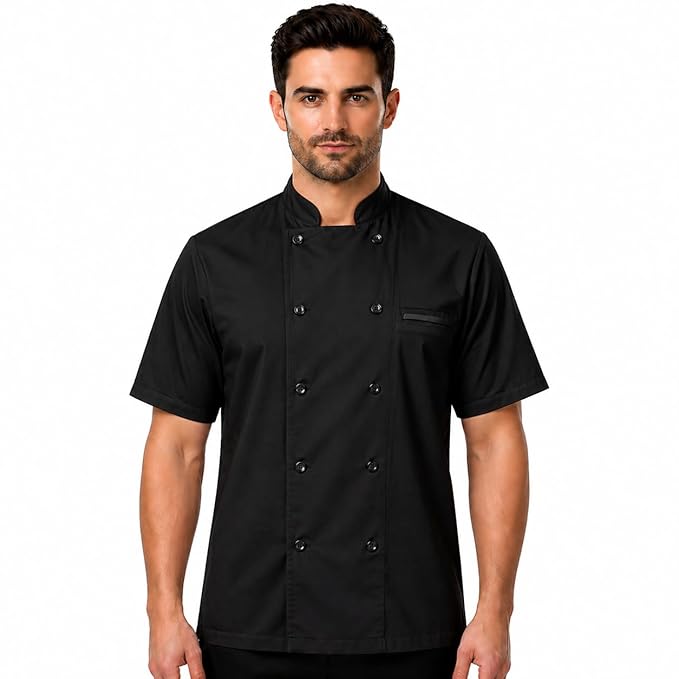 @ Coat Half Sleeves Poly Cotton 1 Pocket Chef For Cooking UKZQ376 50%off