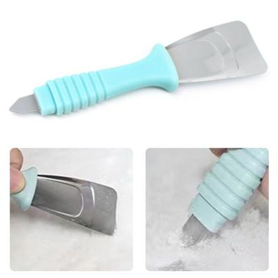 2Pcs Fridge De-icer Ice Scraper Stainless Steel Refrigerator Ice Shovel with Handle Three-layer Arc