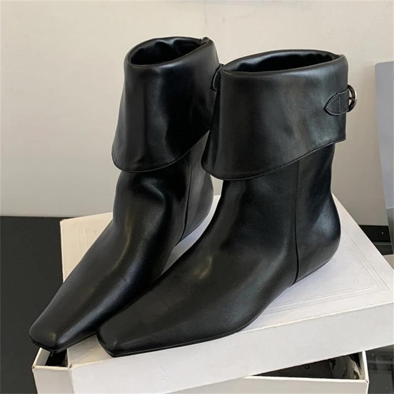 Fashion Eilyken Cosy Soft Leather Belt Buckle Women Ankle Boots Spring Autumn Short Booties Concise Square Low Heels Casual Shoes