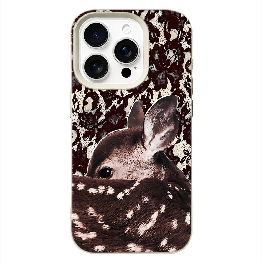 

Brown And White Lace Patterned Reindeer Phone Case For Iphone 17 Air 16 16e 15 14 13 12 11 Pro Max Shockproof Protective Cover iphone 11 Pro