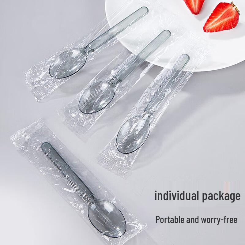 Yuzi Disposable Food-Grade Spoons (50-Count, Individually Wrapped)