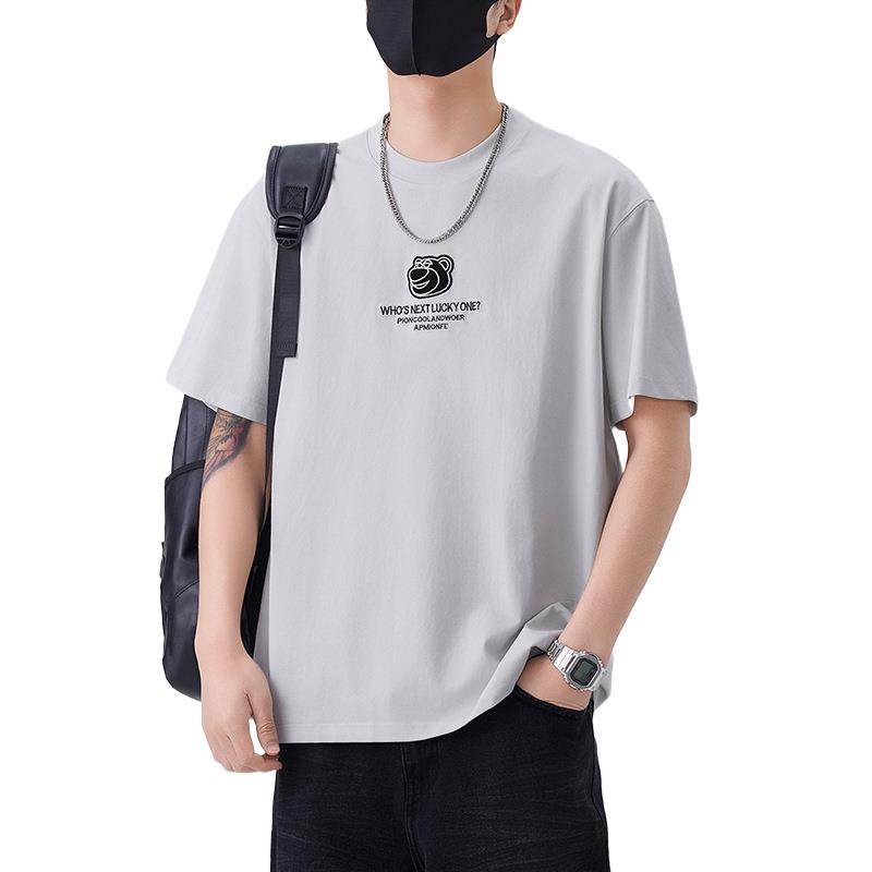 Printed Short-sleeved Bear Letters Simple Relaxed Fit Everyday Top Spring and Summer T-shirt Everyday Half-sleeved