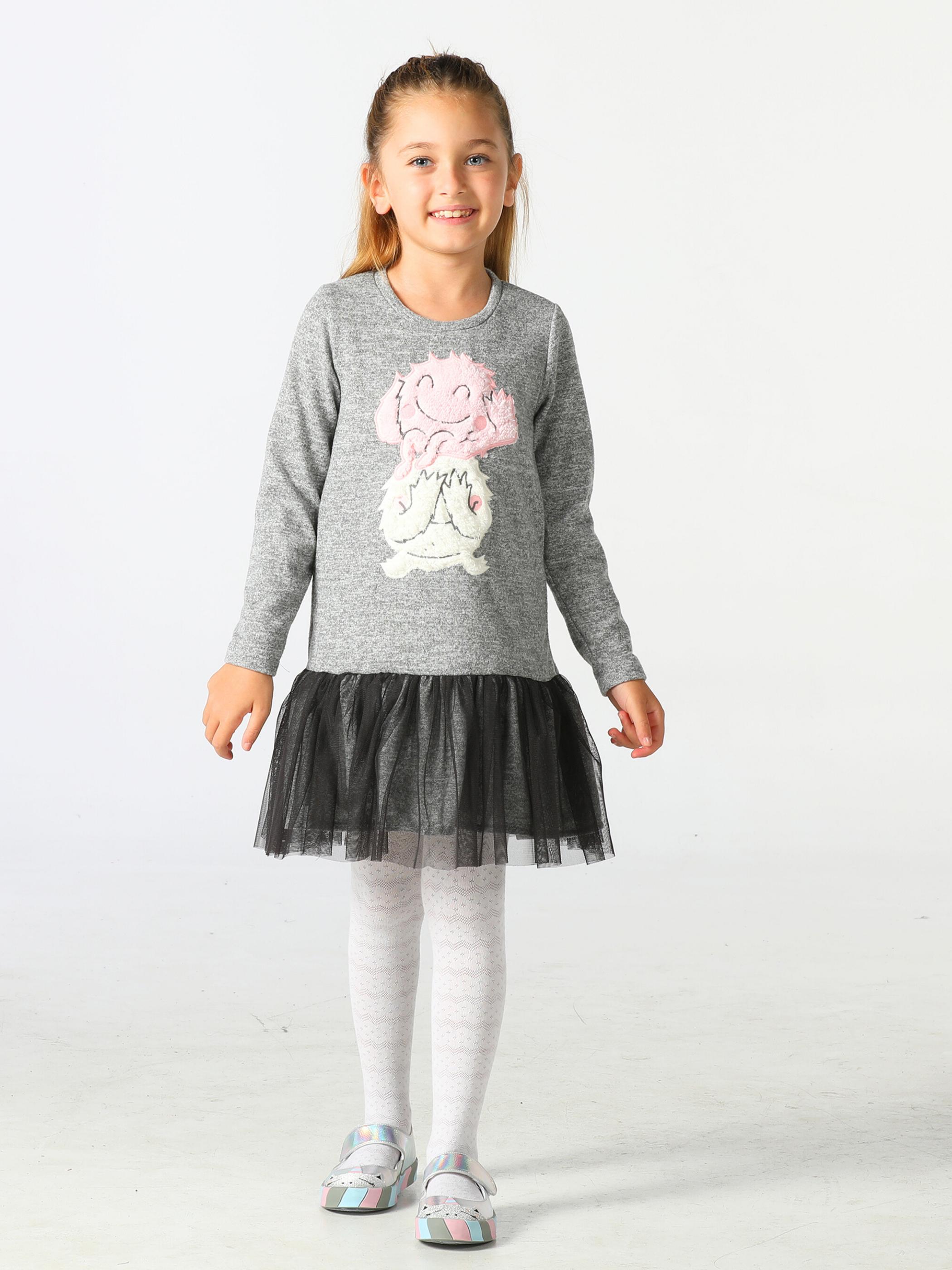 

Soft Detailed Girl s Dress 3 years серый