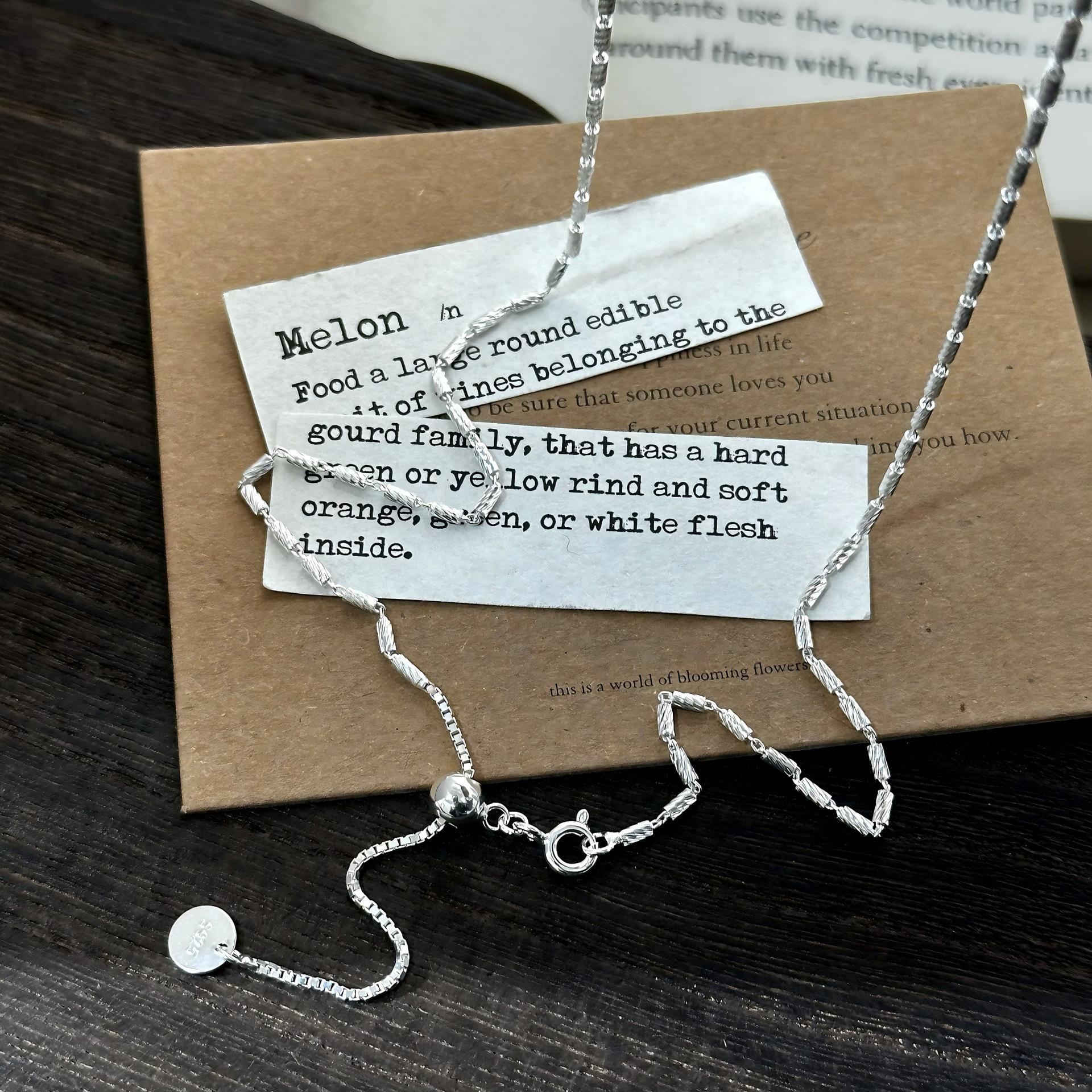 

Korean Style Trendy 925 Sterling Silver Layered Long Bead Necklace for Women Electroplated