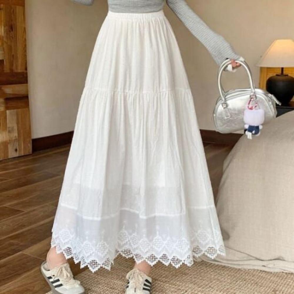 Navava Women Lovely Hem Lace Banding Skirt Ns481