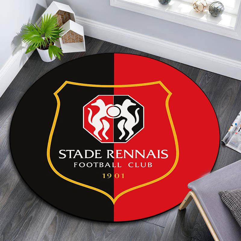 Stade Rennais FC Printed Round Rug, Non Slip Washable Circular Carpet For Living Room Bedroom Playroom, Sports Fan Decor, Holiday Birthday Gift 80cmx80cm