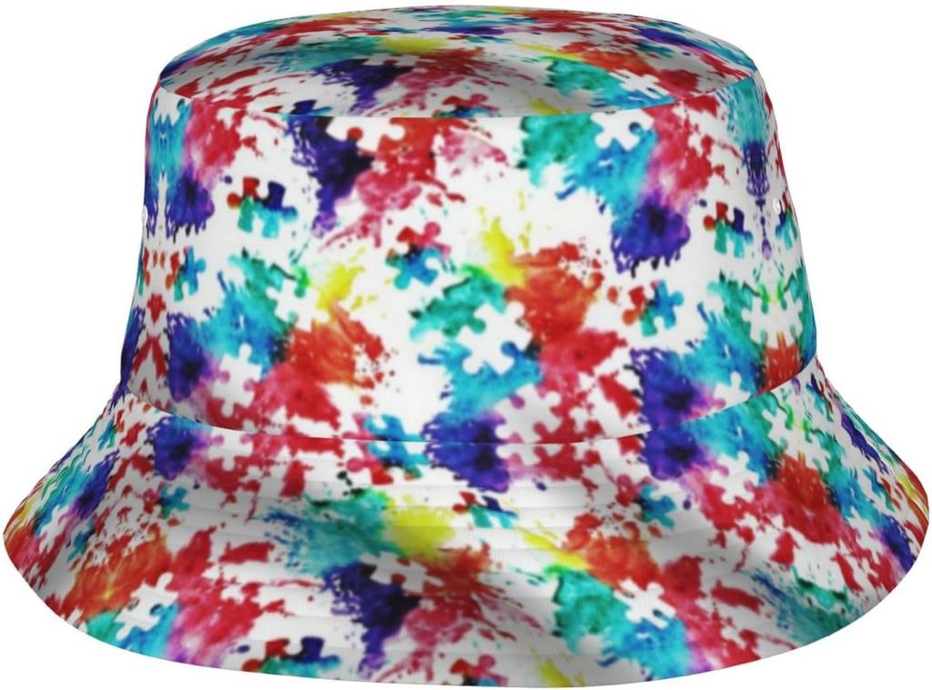 Autism Hats Funny Cute Autism Awareness Print Bucket Hat Summer Travel Beach Fisherman Hat For Women And Men 00003