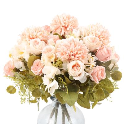 4 stuks nep hortensia's roos kunstzijde madeliefje bloemboeket herfstdecoraties voor keuken huis tuin tafel centerpieces decor