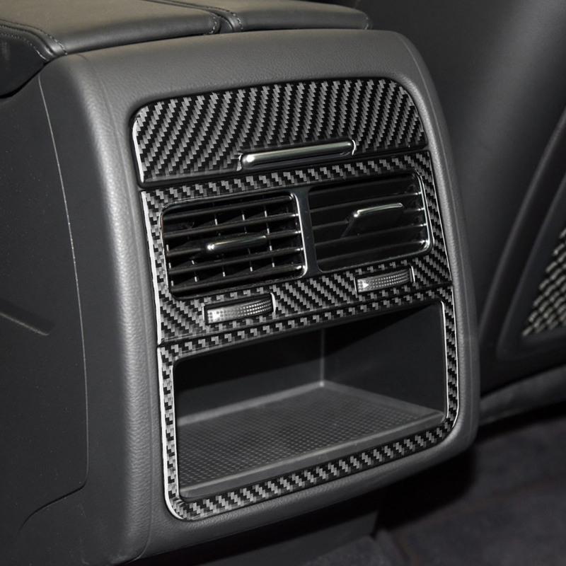 Real Carbon Fiber Car Accessories Rear Air Vent Trim Cover Sticker For VW Touareg 7P MK2 2011 2012 2013 2014 2015 2016 2017 2018