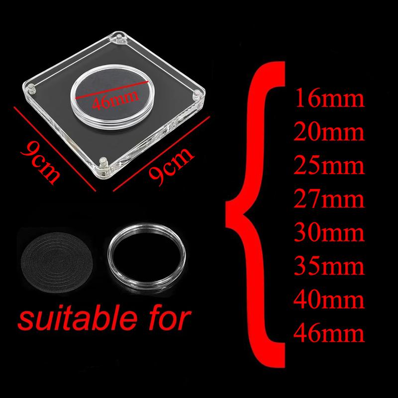 Acrylic Coin Display Frame 16/20/25/27/30/35/40/46mm Commemorative Coin Case Challenge Silver Dollar Coin Holder Storage Box